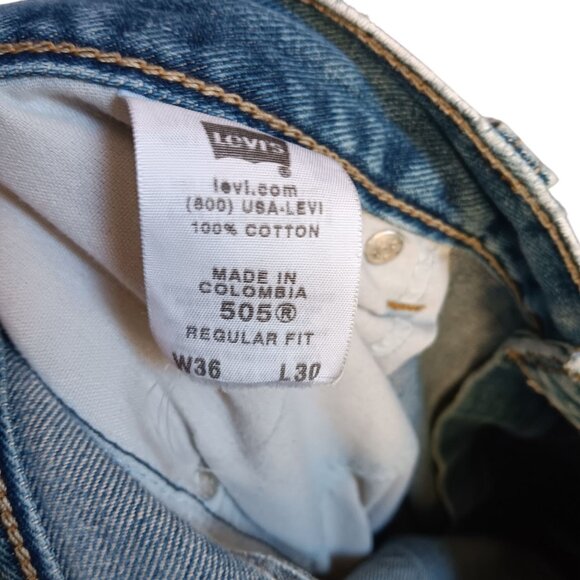 36x30 Levis 505 Regular Fit Blue Denim Jeans Distressed Paint Splatter Y2K - Picture 10 of 10